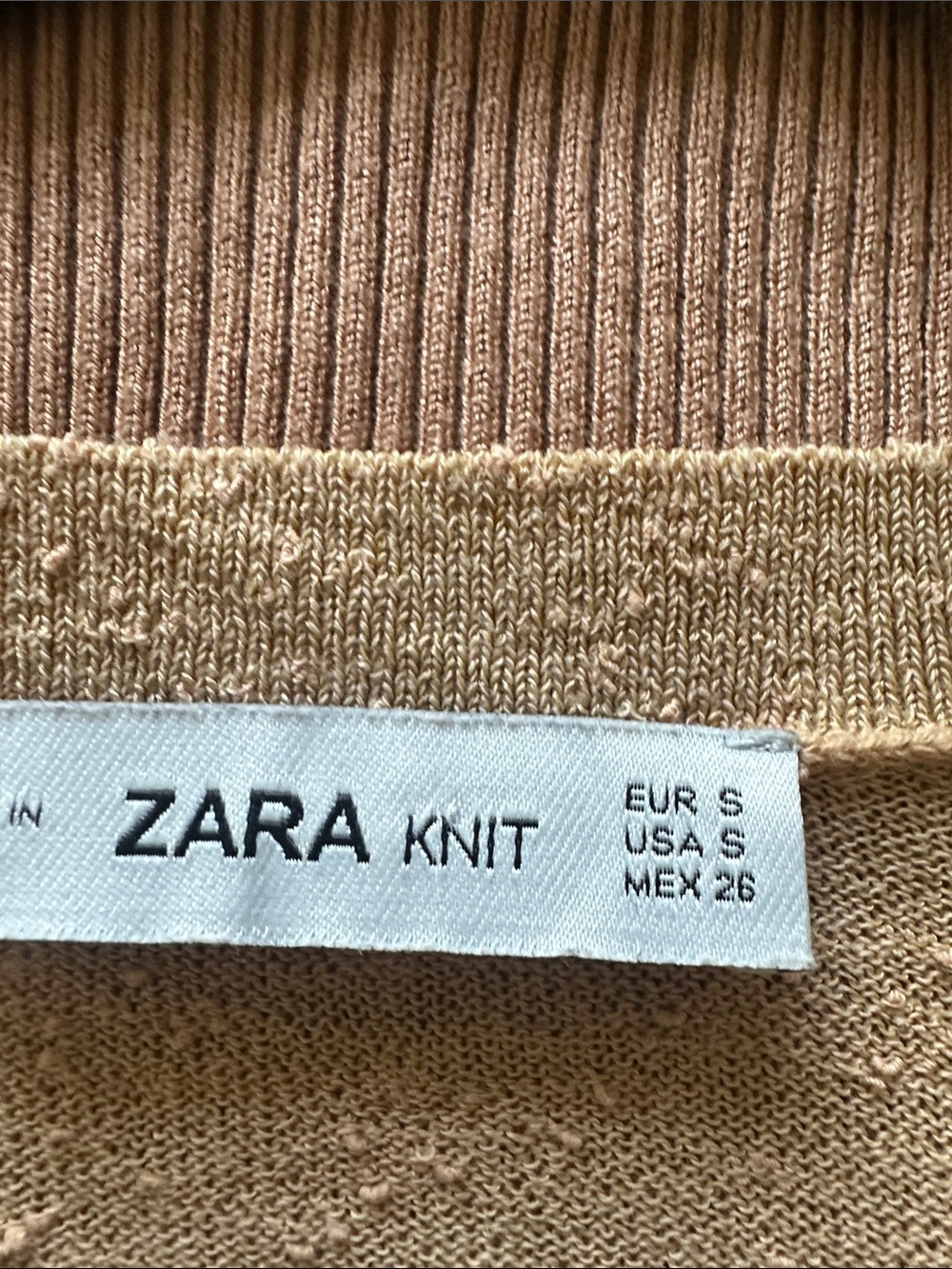 ZARA Tan V-Neck Lightweight Women's Sweater - Picture 2 of 3